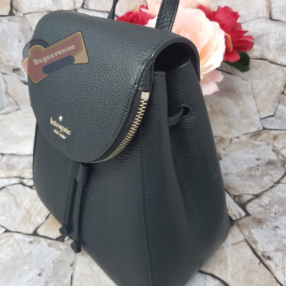 Black Medium Flap Backpack Black Leila Kate Spade - Picture 2 of 15